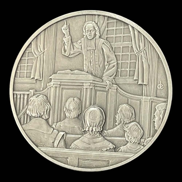 Vintage Medal History of Colonial America Pewter Coin Revivalist Movement - Picture 1 of 3